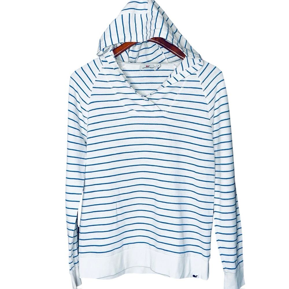 VINEYARD VINES BLUE & WHITE STRIPED BEACH HOODIE SIZE S / SMALL
